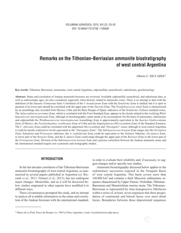 Remarks on the Tithonian–Berriasian Ammonite Biostratigraphy of West Central Argentina