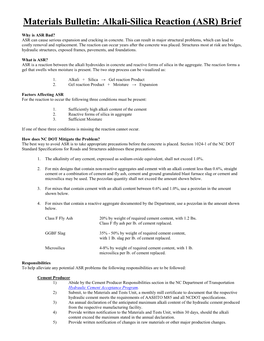 Alkali-Silica Reaction (ASR) Brief