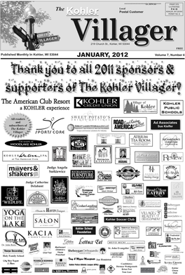 Thank You to All 2011 Sponsors & Supporters of the Kohler Villager!