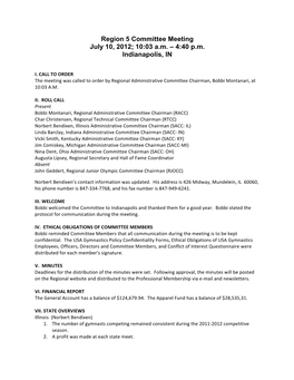 Region 5 Committee Meeting July 10, 2012; 10:03 A.M