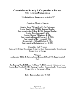 US Helsinki Commission