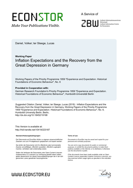 Inflation Expectations and the Recovery from the Great Depression in Germany