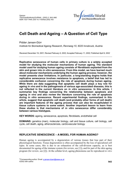 Cell Death and Ageing – a Question of Cell Type