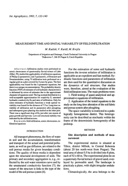 Lnt. Agrophysics,1993, 7,133-140 MEASUREMENT TIME AND