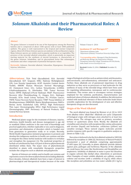 Solanum Alkaloids and Their Pharmaceutical Roles: a Review