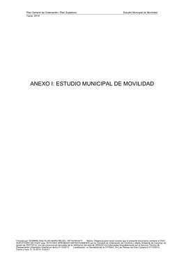 Anexo I: Estudio Municipal De Movilidad