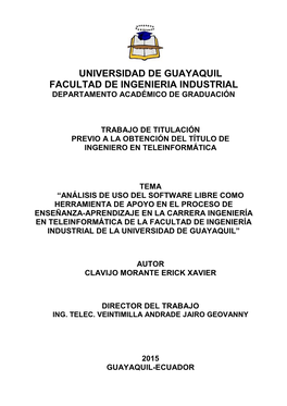 Universidad De Guayaquil Facultad De Ingenieria Industrial Departamento Académico De Graduación