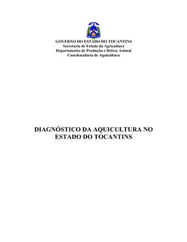 Diagnóstico Da Aquicultura No Estado Do Tocantins