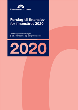 Forslag Til Finanslov for Finansåret 2020