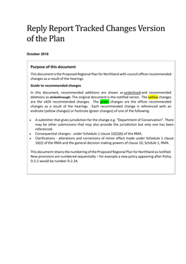 Reply Report Tracked Changes Version of the Plan