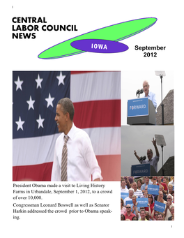 CENTRAL LABOR COUNCIL NEWS IOWA September 2012