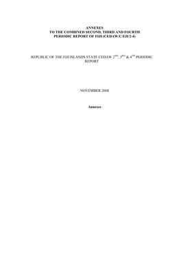 Republic of the Fiji Islands State Cedaw 2Nd, 3Rd & 4Th Periodic Report