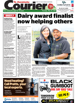 Te Awamutu Courier Thursday, May 20, 2021 from Prison to Young Ma¯Ori Farmer Award