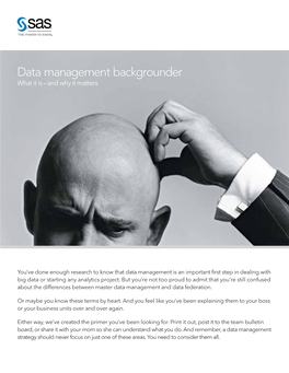 Data Management Backgrounder What It Is – and Why It Matters