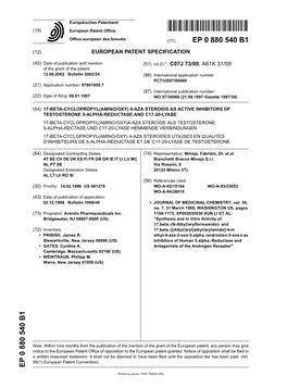 4-Aza Steroids As Active Inhibitors of Testosterone