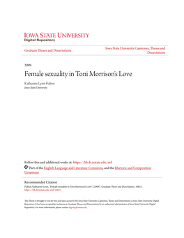 Female Sexuality in Toni Morrison's Love Katharine Lynn Fulton Iowa State University