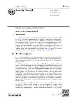 Report of the Secretary-General on the Situation of Western