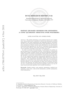 Arxiv:1706.05795V4 [Math.OC] 4 Nov 2018