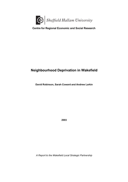 Neighbourhood Deprivation in Wakefield