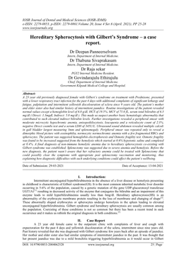 Hereditary Spherocytosis with Gilbert's Syndrome