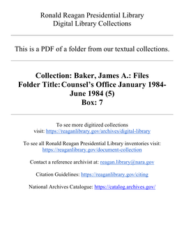 Files Folder Title:Counsel's Office January 1984- June 1984 (5) Box: 7