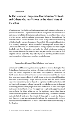 Te Ua Haumene Horpapera Tuwhakararo, Te Kooti and Others Who Saw Visions in the Maori Wars of the 1860S