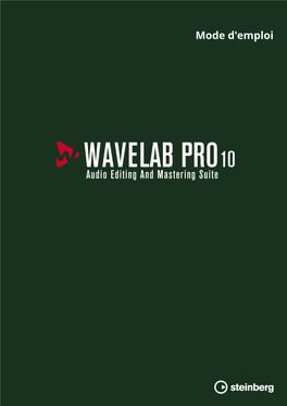 Wavelab Pro 10.0.30 Table Des Matières