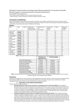 Ranking of Tunisian Scientists According to Their Efficient Productivity