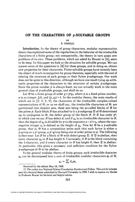 On the Characters of ¿-Solvable Groups