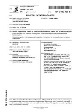 Method and Computer System for Integrating a Compression System