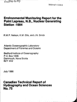 Environmental Monitoring Report for the Point Lepreau, N.B., Nuclear Generating Station -1984