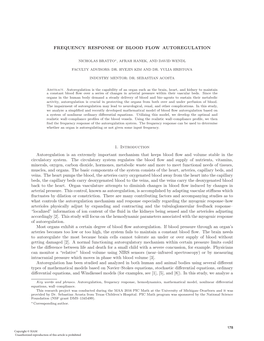 Frequency Response of Blood Flow Autoregulation