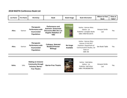 2018 NADTA Conference Book List