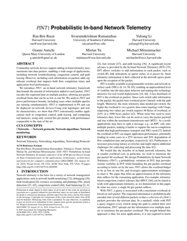 PINT: Probabilistic In-Band Network Telemetry