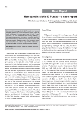 Hemoglobin Sickle D Punjab—A Case Report