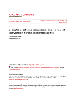 Co-Adaptations Between Ceratocystidaceae Ambrosia Fungi and the Mycangia of Their Associated Ambrosia Beetles