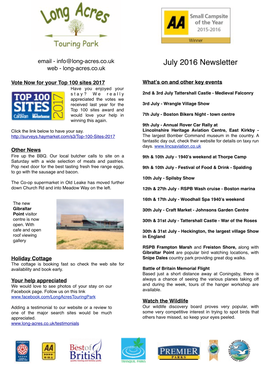 July 2016 Newsletter Web - Long-Acres.Co.Uk