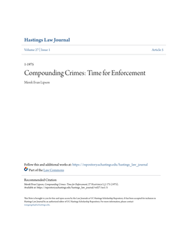 Compounding Crimes: Time for Enforcement Merek Evan Lipson