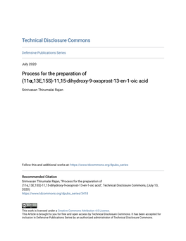 Process for the Preparation of (11Α,13E,15S)-11,15-Dihydroxy-9-Oxoprost-13-En-1-Oic Acid