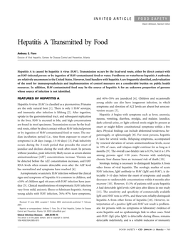 Hepatitis a Transmitted by Food