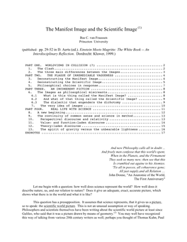 The Manifest Image and the Scientific Image(1)