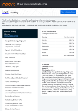 21 Bus Time Schedule & Line Route