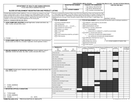 Blood Establishment Registration and Product Listing .3 Change in Information