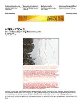 INTERNATIONAL Greenland's Ice Cap Melting at Accelerating Rate by Finfacts Team Aug 11, 2006, 14:17