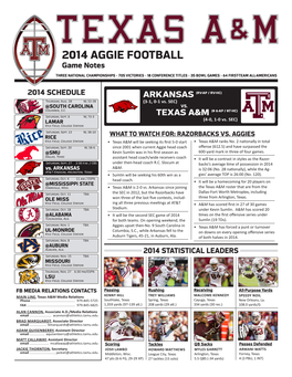 2014 AGGIE FOOTBALL Game Notes