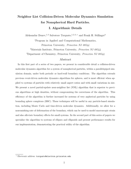 Neighbor List Collision-Driven Molecular Dynamics Simulation for Nonspherical Hard Particles