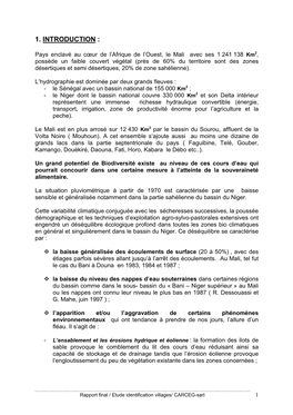 Etude D'identification Des Villages Affectés Par Les Plantes Aquatiques Nuisibles Proliferantes Dans Le Bassin Du