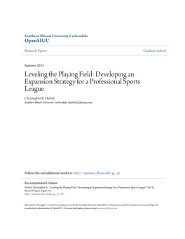 Developing an Expansion Strategy for a Professional Sports League Christopher R