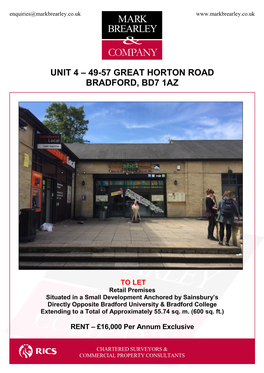 Unit 4 – 49-57 Great Horton Road Bradford, Bd7 1Az