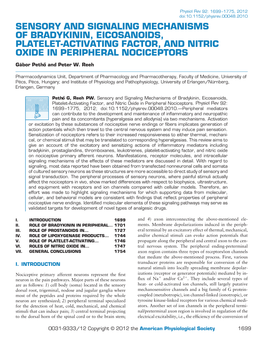 Sensory and Signaling Mechanisms of Bradykinin, Eicosanoids, Platelet-Activating Factor, and Nitric Oxide in Peripheral Nociceptors